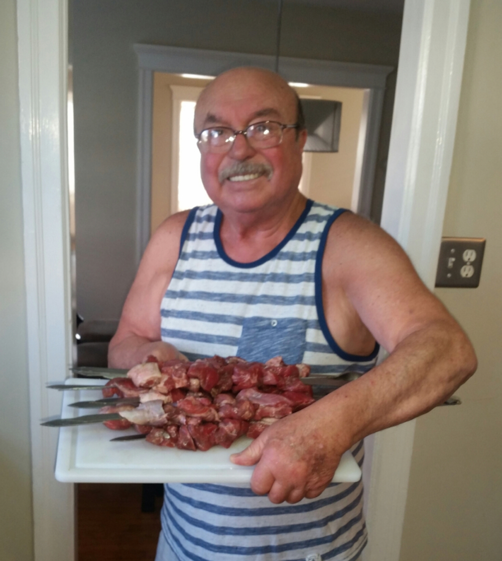My dad the lamb shashlik master